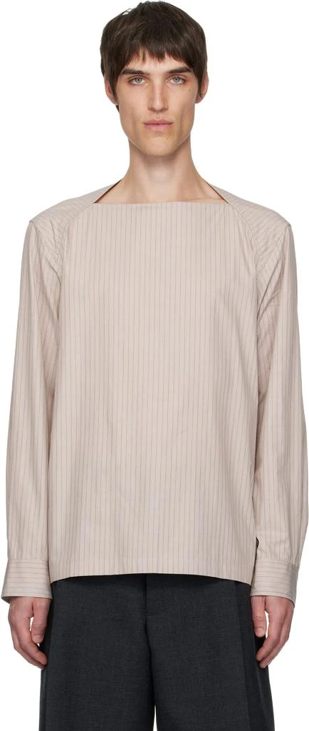 Dries Van Noten Beige Boat Neck Cotton Shirt 1
