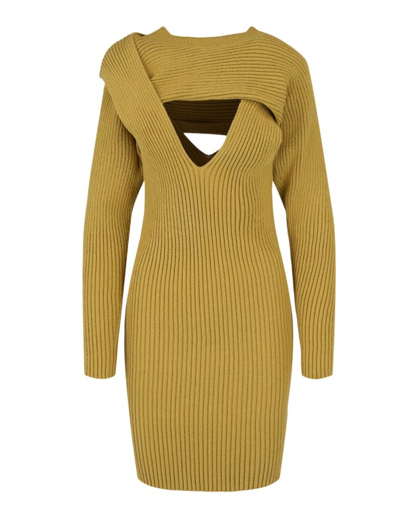 Bottega Veneta Dark Brown Wool Mini Dress 2113 M - Dresses