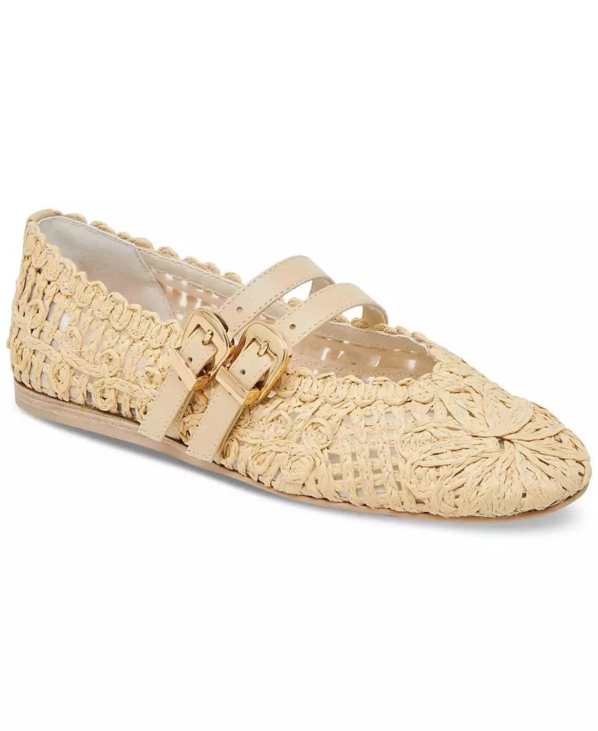 Dolce Vita Women's Baylee Sunflower Wide Width Woven Double Buckle Mary Jane Flats 1