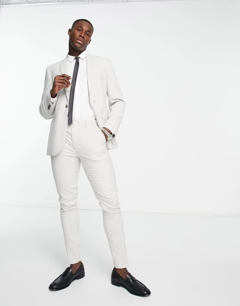 ASOS ASOS DESIGN skinny suit jacket in crosshatch in ice grey 5