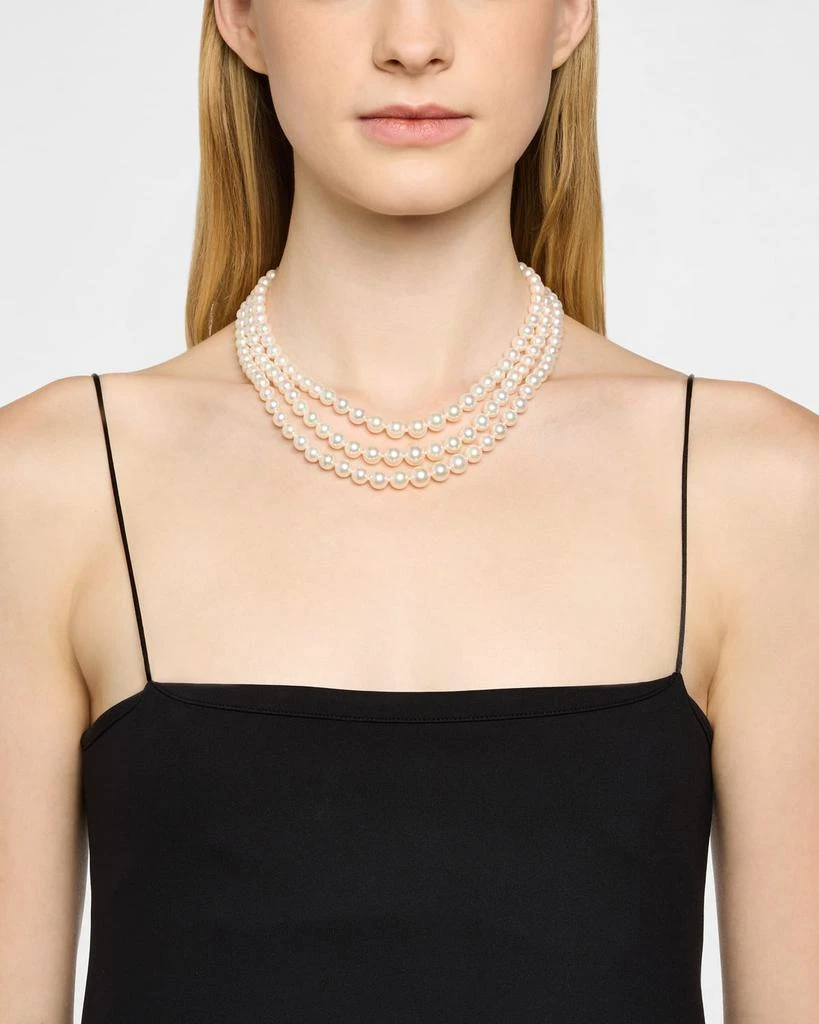 BELPEARL 14K Yellow Gold 3-Row Graduated Akoya Pearl Necklace, 19.5"L 2