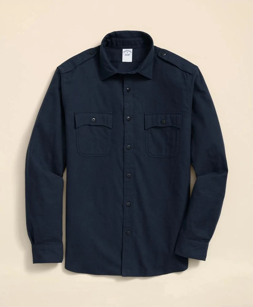 Brooks Brothers Cotton-Cashmere Flannel Military Sport Shirt