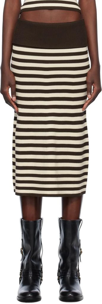 Frankies Bikinis Brown Bella Hadid Edition Tucker Knit Midi Skirt 1