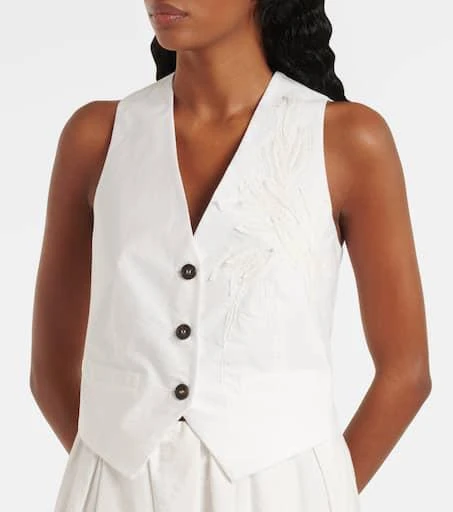 Brunello Cucinelli Monili appliqué cotton-blend poplin vest 5
