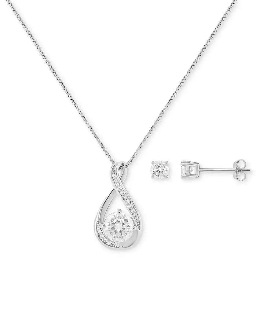 Giani Bernini Cubic Zirconia Infinity Pendant Necklace & Solitaire Stud Earrings in Sterling Silver, Exclusively at Macy's 1