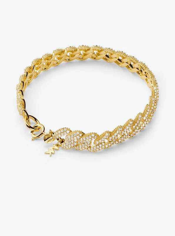 Michael Kors Precious Metal-Plated Sterling Silver Pavé Curb Link Bracelet 1