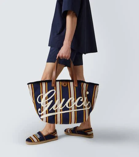 Gucci Gucci Script Large striped tote bag 2