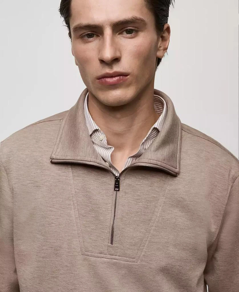 Mango Men's Funnel-Neck Quarter-Zip Sweatshirt 5