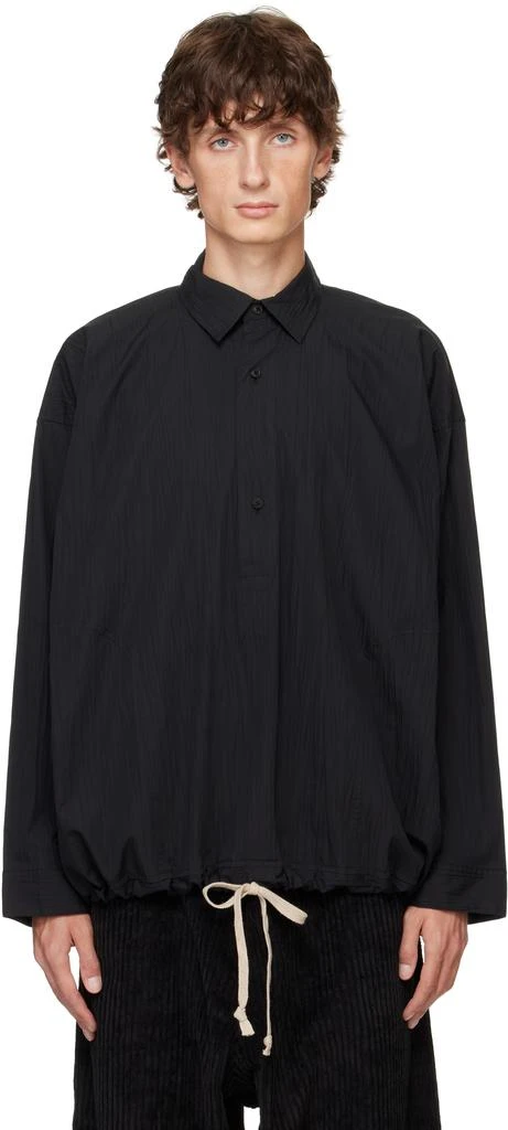 Jan-Jan Van Essche Black O-Project Wrinkled Poplin Popover Shirt 1