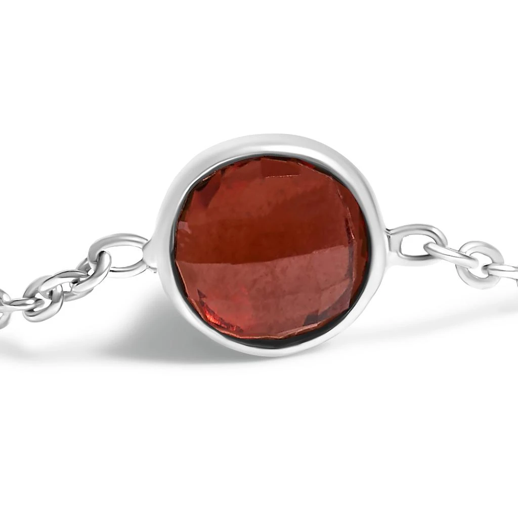 Haus of Brilliance .925 Sterling Silver Bezel Set Red Garnet 5 Station Adjustable Bolo Bracelet 2