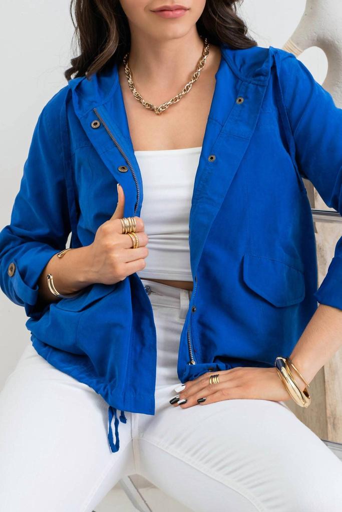 Blu Pepper Zip Up Hooded Jacket In Royal Blue