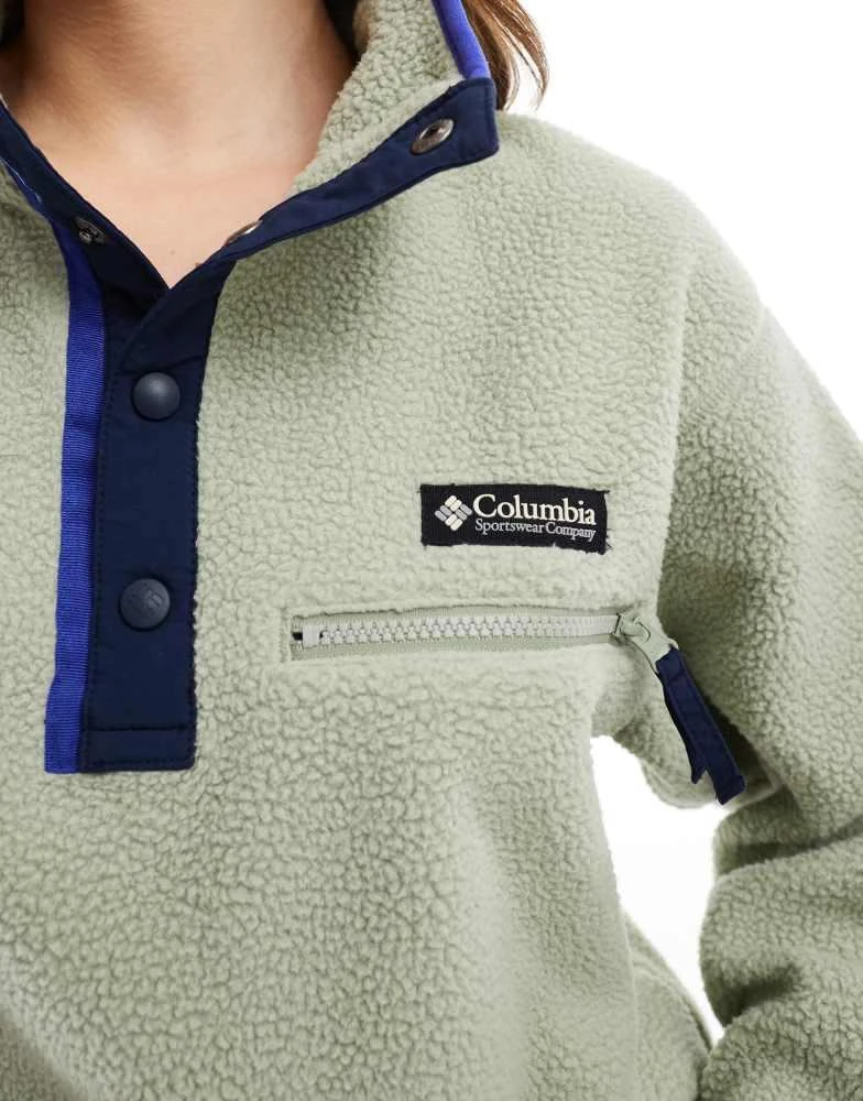 Columbia Columbia Helvetia II cropped half snap fleece in safari green 2