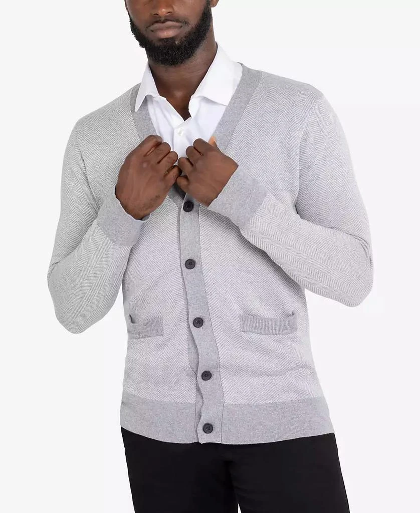 X-Ray Men's Herringbone Cardigan Sweater 4