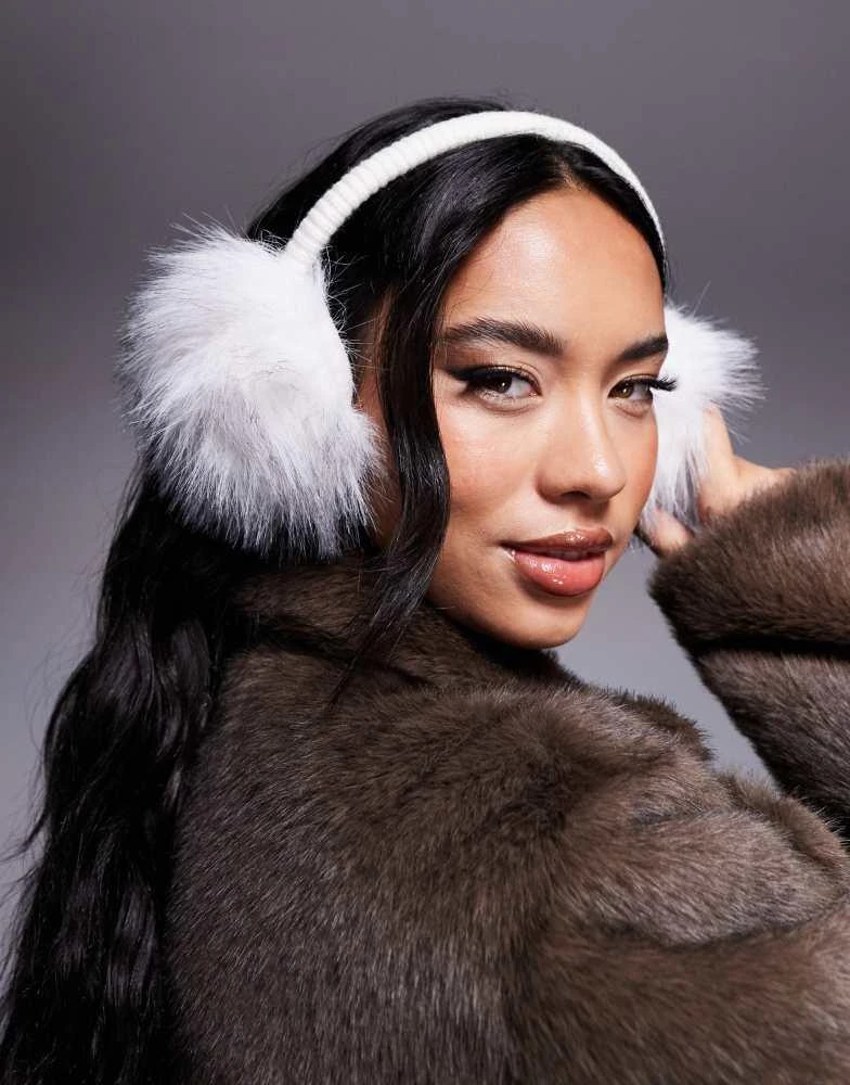 ASOS 4505 Ski faux fur ear muffs in white 4