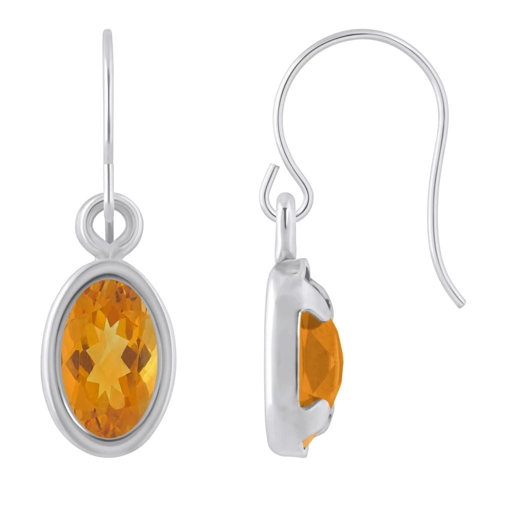 Glistening Jewels 10K Gold 6x4mm Oval Citrine Drop Earrings