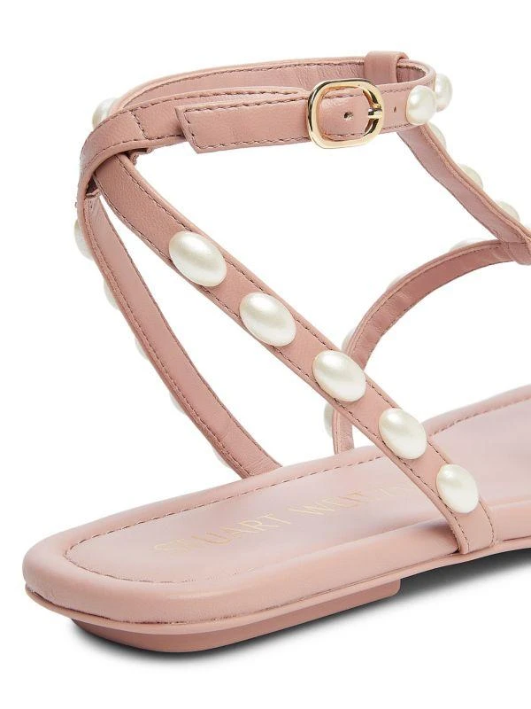 Stuart Weitzman Pearlita Lacquered Leather Flat Sandals 5