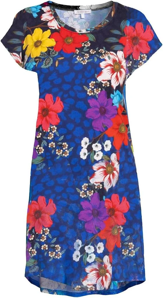 Johnny Was Women's Multi Color Archimal Floral Print Cap Sleeve Dress Night Shir 1