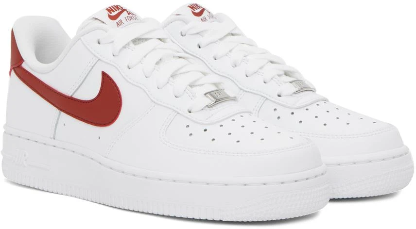 NIKE White & Orange Air Force 1 '07 Sneakers 4