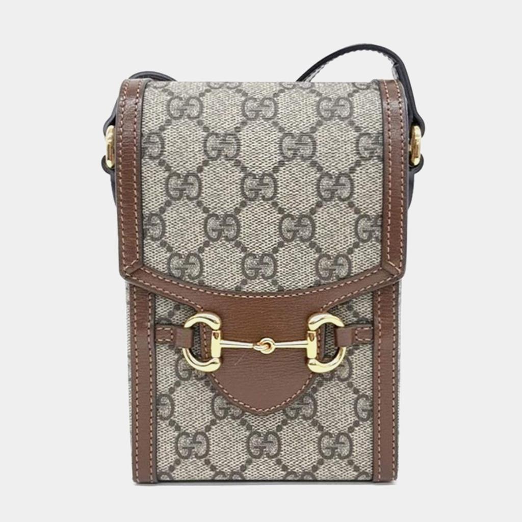 Gucci Gucci Beige GG Canvas Horsebit 1955 Mini Crossbody Bag