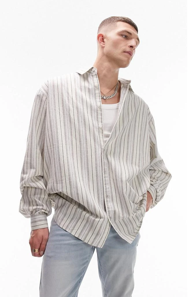 Topman Extreme Oversize Stripe Button-Up Shirt 1