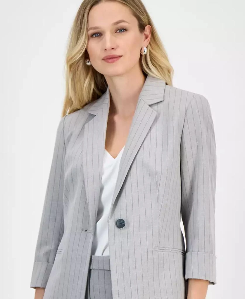 Kasper Petite Women's Pinstriped One-Button Blazer 1