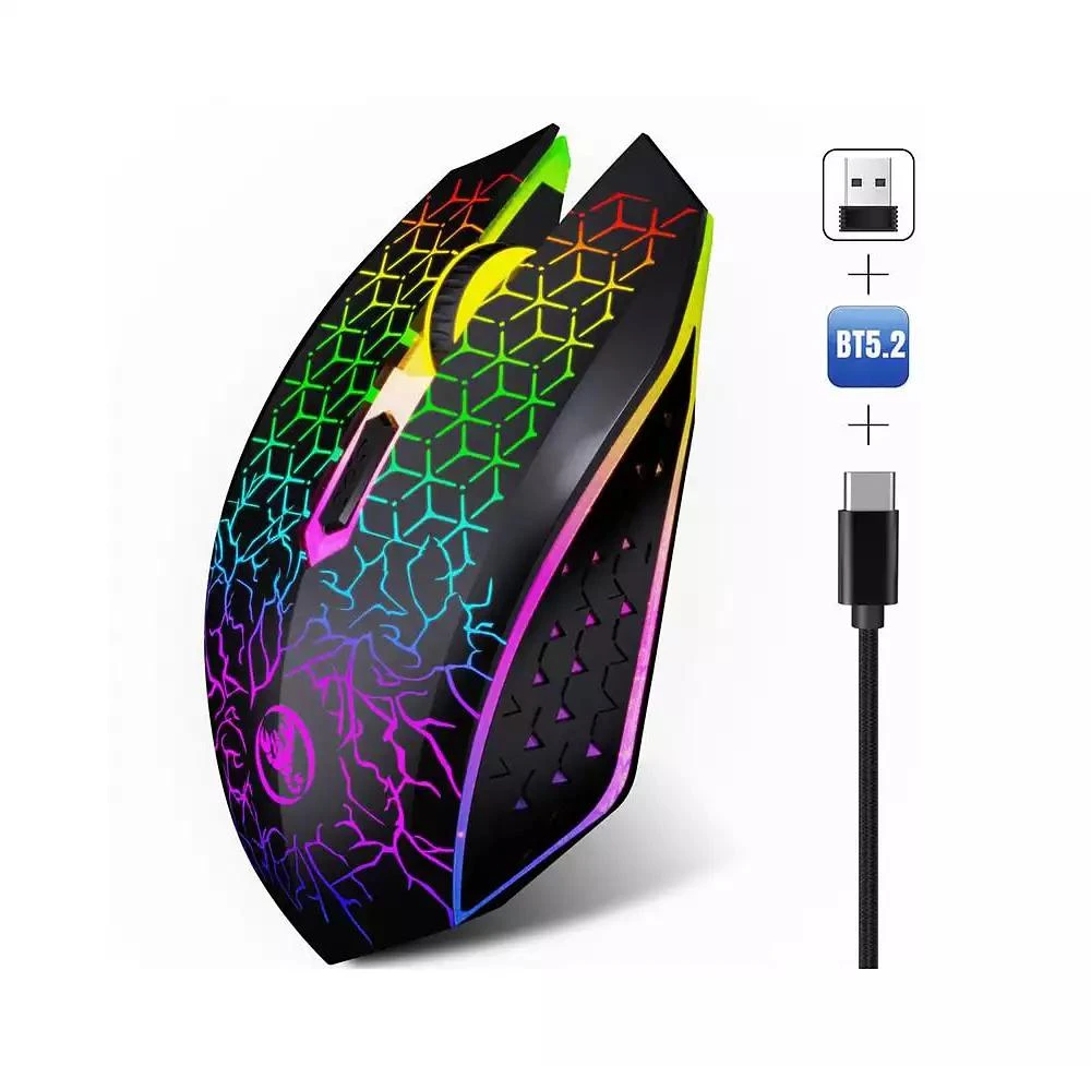 risokeys Dual Mode Wireless Gaming Mouse 2.4G and Bluetooth 5.2 RGB Silent 3 Speed DPI 3