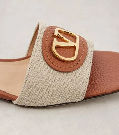 Valentino VLogo Signature leather-trimmed canvas slides 5