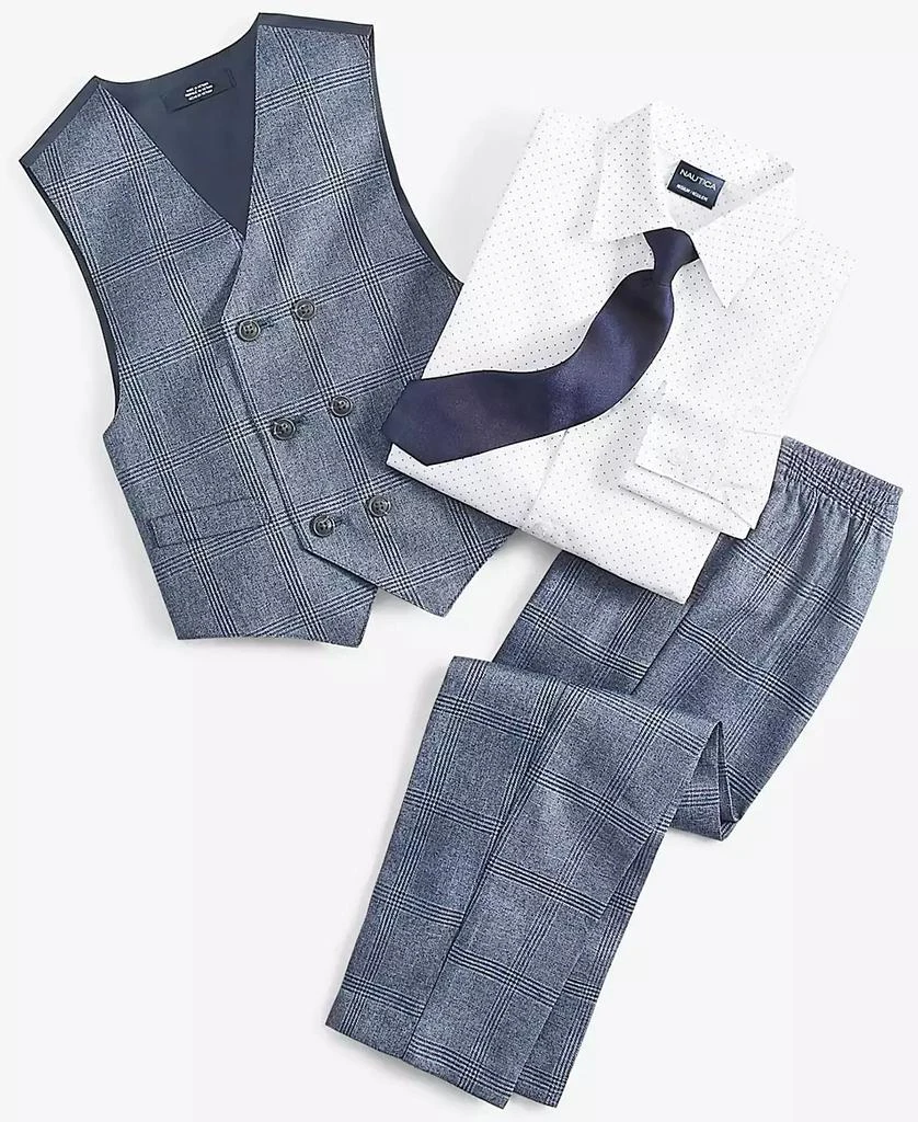 Nautica Toddler and Little Boys Shirt, Windowpane Vest, Pants & Neck Tie Set, 4 piece 5