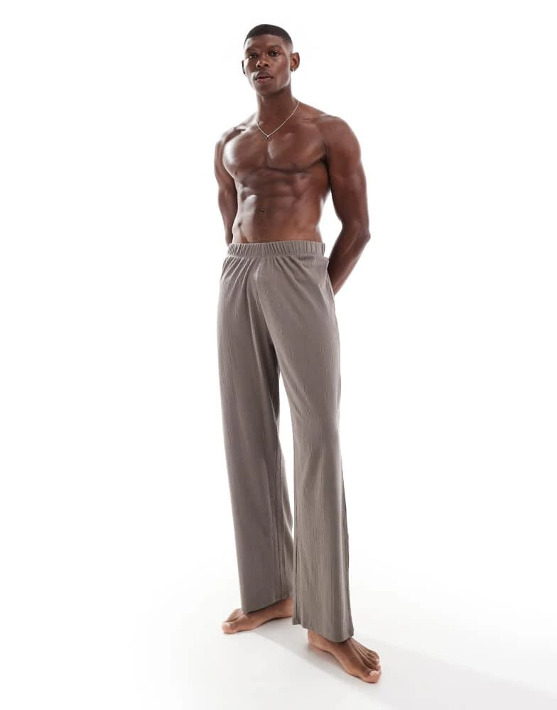 ASOS ASOS DESIGN texture lounge pants in brown 1