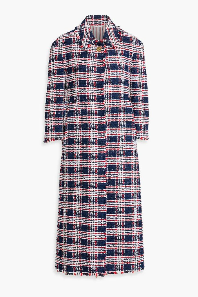 Thom Browne Frayed checked tweed coat
