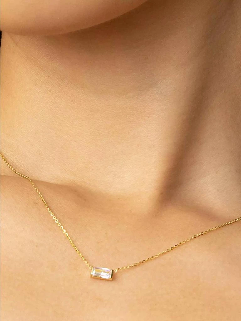 Oradina 14K Yellow Gold Fresco Baguette Bold Pendant Necklace 4