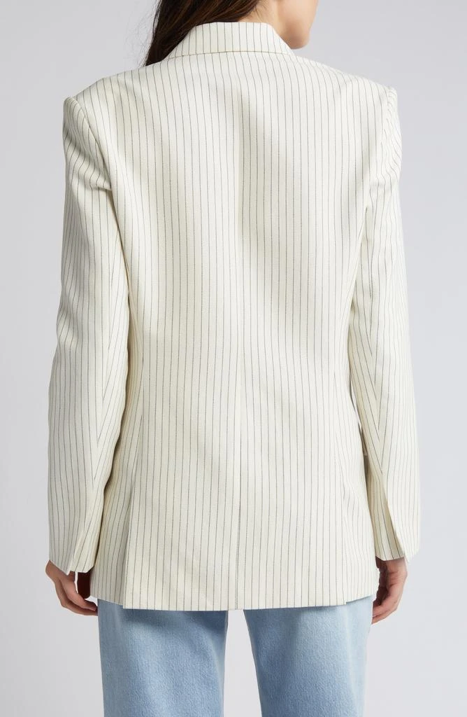 FRAME Pinstripe Double Breasted Cotton & Linen Blazer 2
