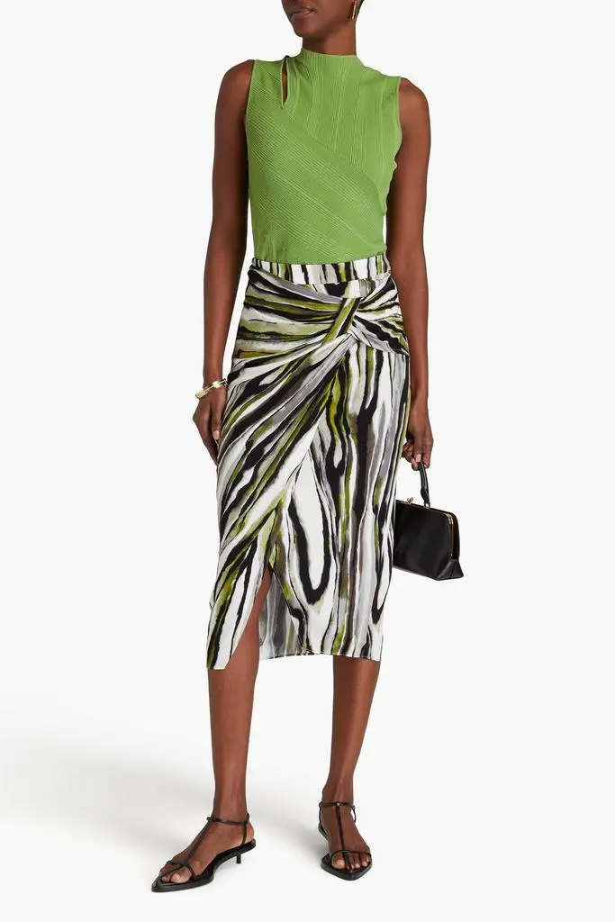 Diane von Furstenberg Garcel wrap-effect printed jersey midi skirt 2