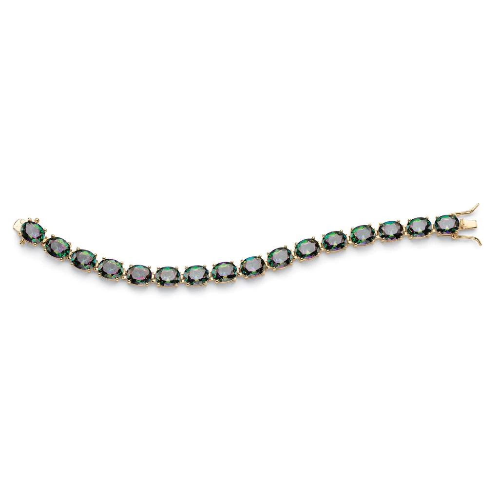 Palm Beach Jewelry 40.64 TCW Oval Dark Mystic Cubic Zirconia Gold-Plated Tennis Bracelet 7.25" 4