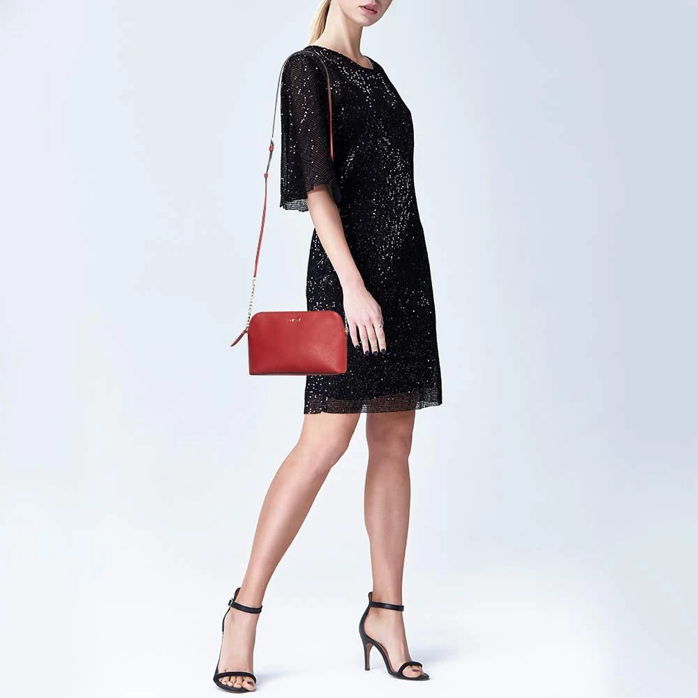 DKNY DKNY Red Leather Bryant Dome Crossbody Bag 3