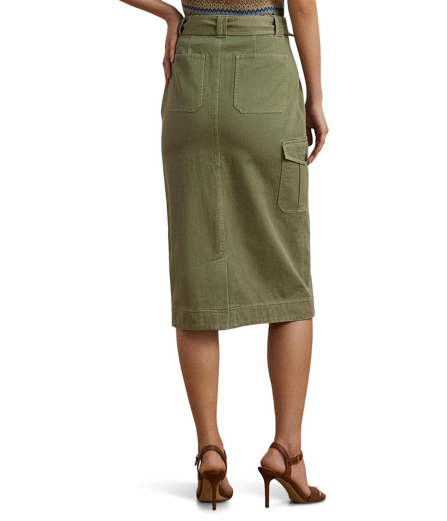 Ralph Lauren Belted Cotton Twill Pencil Skirt