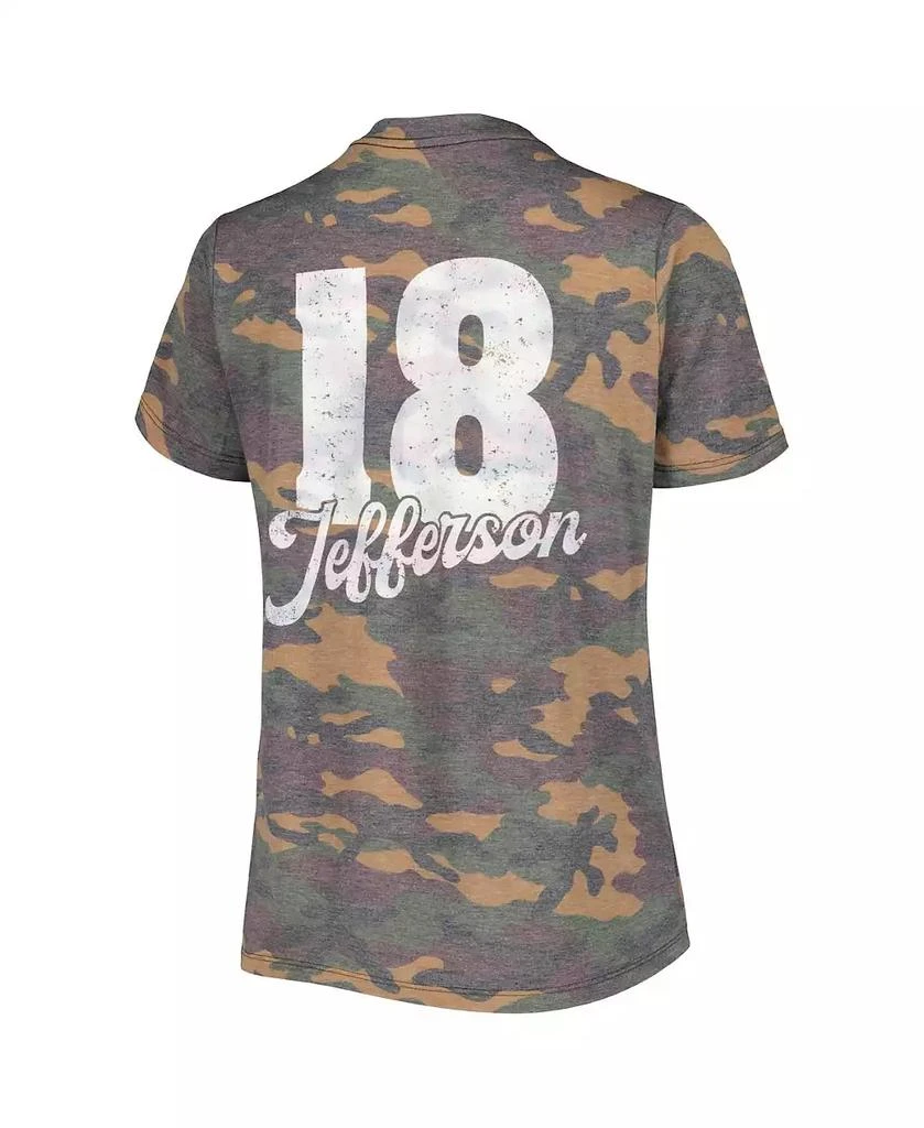 Majestic Women's Justin Jefferson Camo Distressed Minnesota Vikings Name and Number Tri-Blend V-Neck T-shirt 2