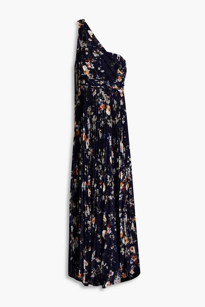 MIKAEL AGHAL One-shoulder pleated floral-print fil coupé chiffon gown 1