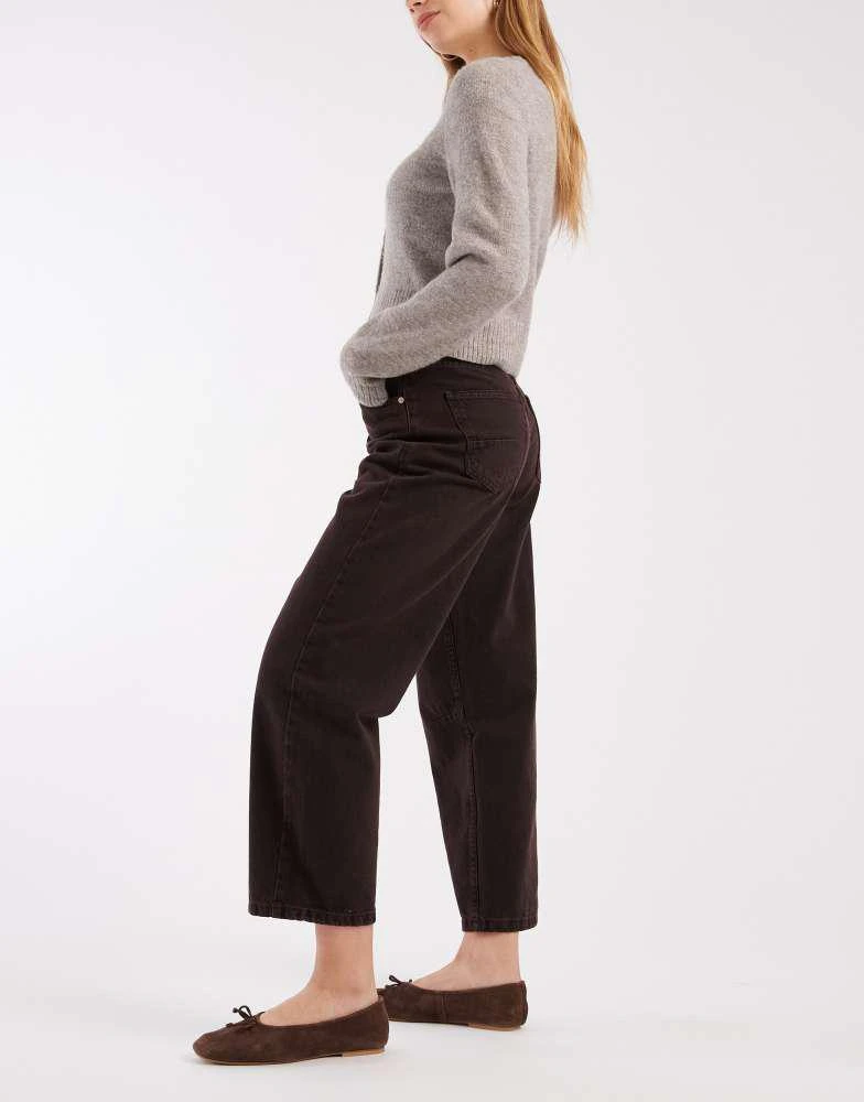 ASOS ASOS DESIGN ankle grazer barrel jeans with cinch waist in burgundy 3