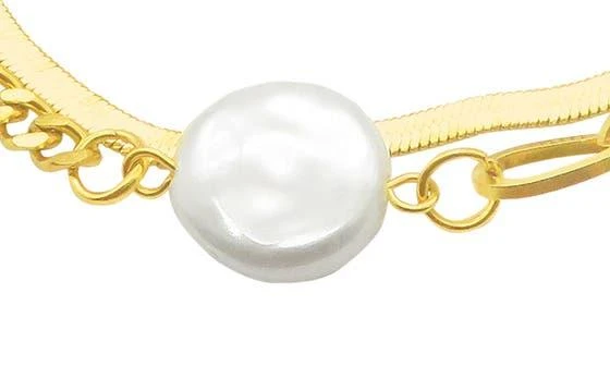 ADORNIA Water Resistant Mixed Chain Cultured Pearl Bracelet 2