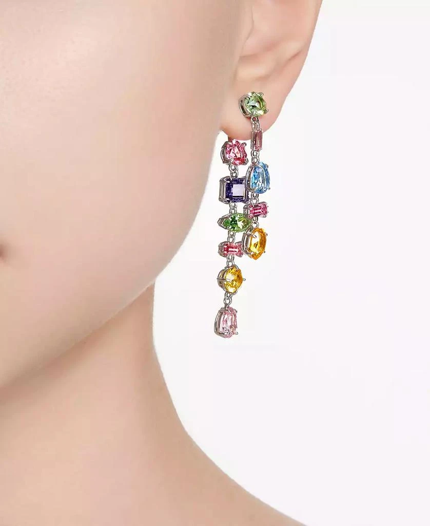 Swarovski Silver-Tone Crystal Mixed Cut Front & Back Asymmetrical Drop Earrings 5