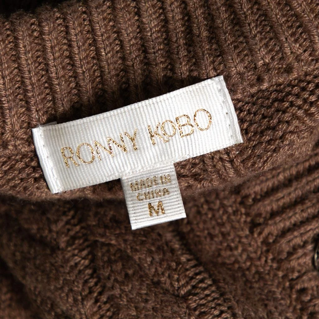 Ronny Kobo Ronny Kobo Brown Cable Knit Wool Cropped Cardigan M 4