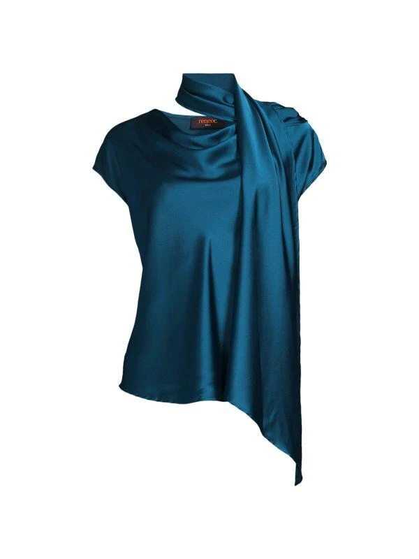 Renee C. Cowl Neck Satin Scarf Top 3