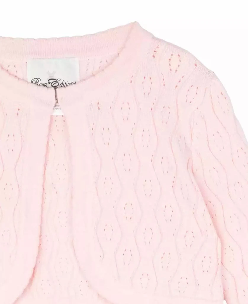 Rare Editions Little and Toddler Girls Pointelle Crochet Cardigan 4