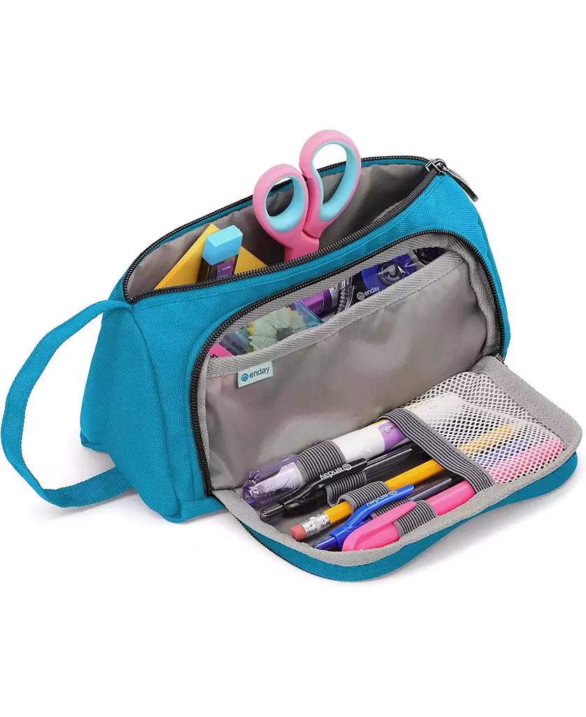 Enday Big Capacity Pencil Case, 3 Compartments Pencil Bags with Zipper, Large Capacity Pencil Pouch, Cute Pencil Case Organizer, Zipper Pencil Pouches, Pink
