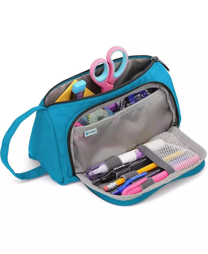 Enday Big Capacity Pencil Case, 3 Compartments Pencil Bags with Zipper, Large Capacity Pencil Pouch, Cute Pencil Case Organizer, Zipper Pencil Pouches, Pink 1