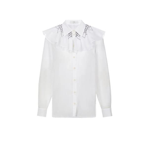 Tibi Cotton-blend blouse with ruffled detailing 1
