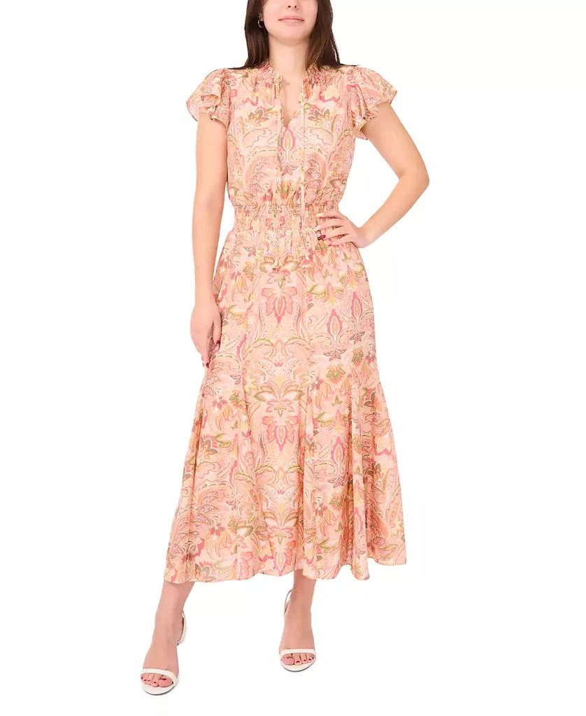Sam & Jess Petite Printed Smocked-Waist Maxi Dress 1