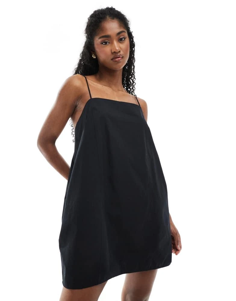 black mini poplin dress Xia Poplin Tiered Mini Dress Black / M by Sugarlips main image 1