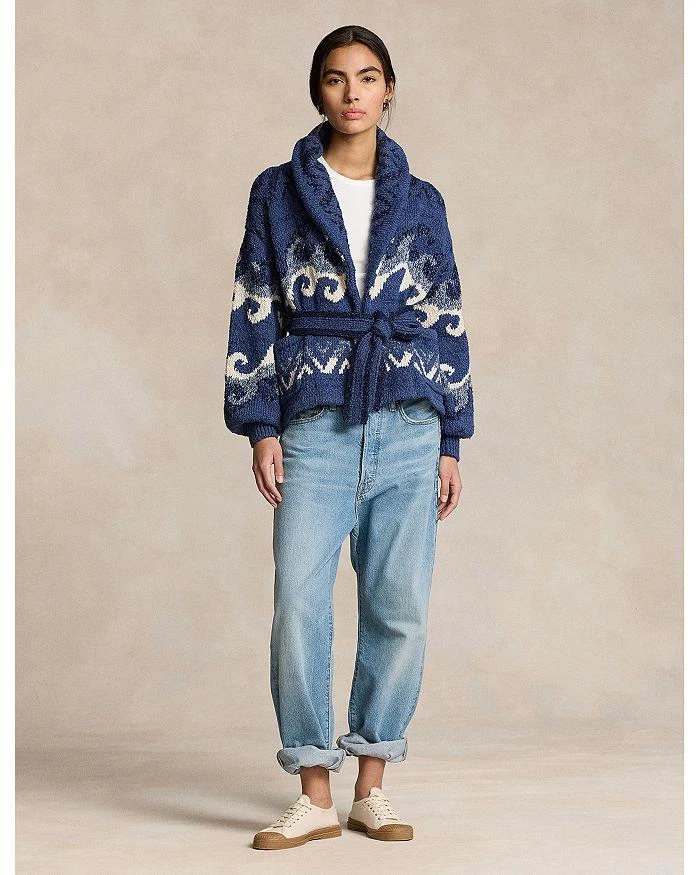 Ralph Lauren Intarsia Wave Motif Belted Cardigan 2